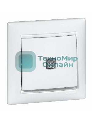 Механизм выключателя 1-кл. СП Valena 10А IP31 с зел. инд. бел. Legrand 774410