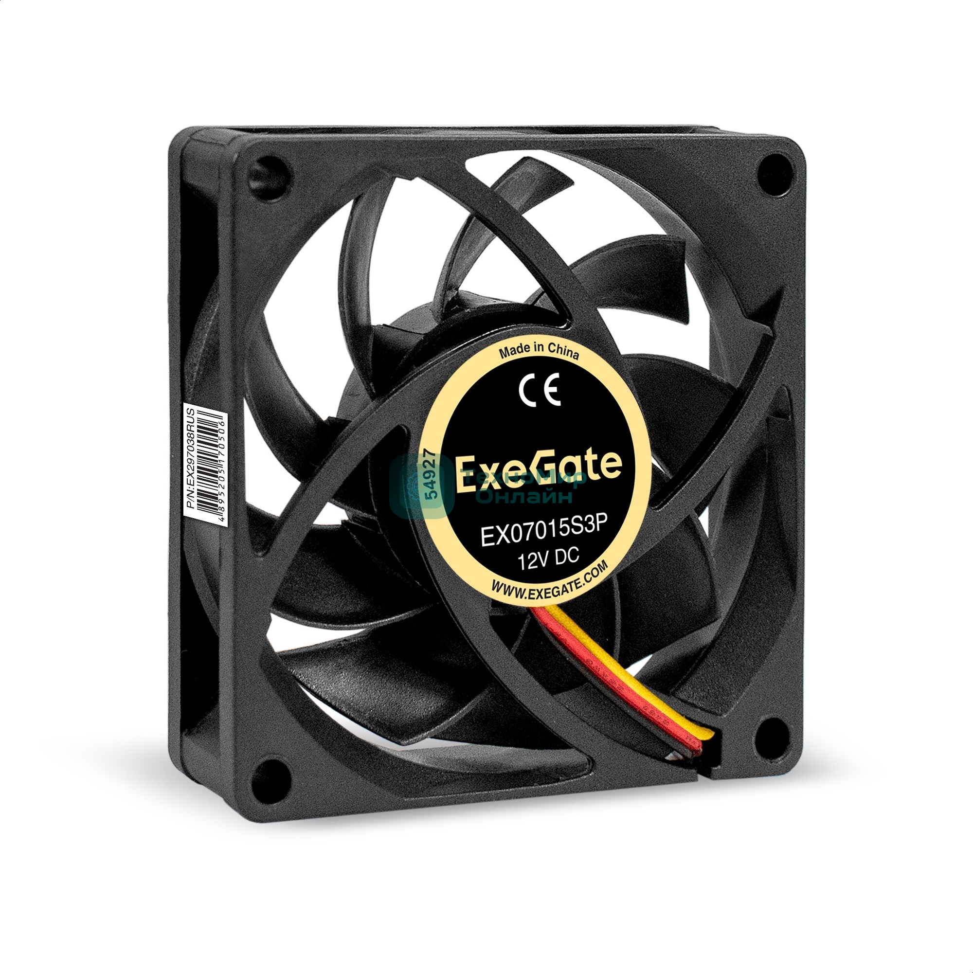 Вентилятор для корпуса ExeGate EX07015S3P черный, 70 мм, 3000 об/мин, 27 дБ, 3 pin
