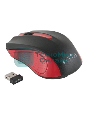 Мышь беспроводная Oklick 485MW черный/красный, 1200 dpi, радиоканал, USB, кнопки - 3