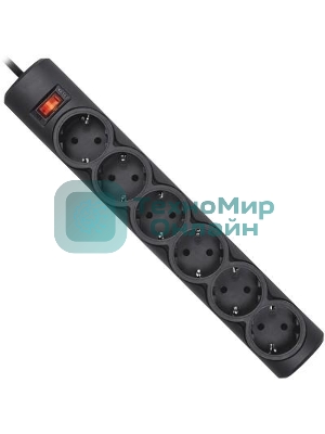 Сетевой фильтр Defender DFS 151 1.8 m, 6 розеток, черный