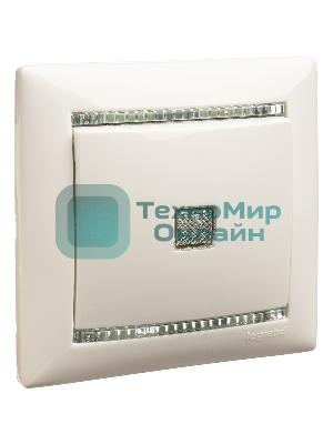 Механизм выключателя 1-кл. СП Valena 10А IP31 с зел. инд. бел. Legrand 774410