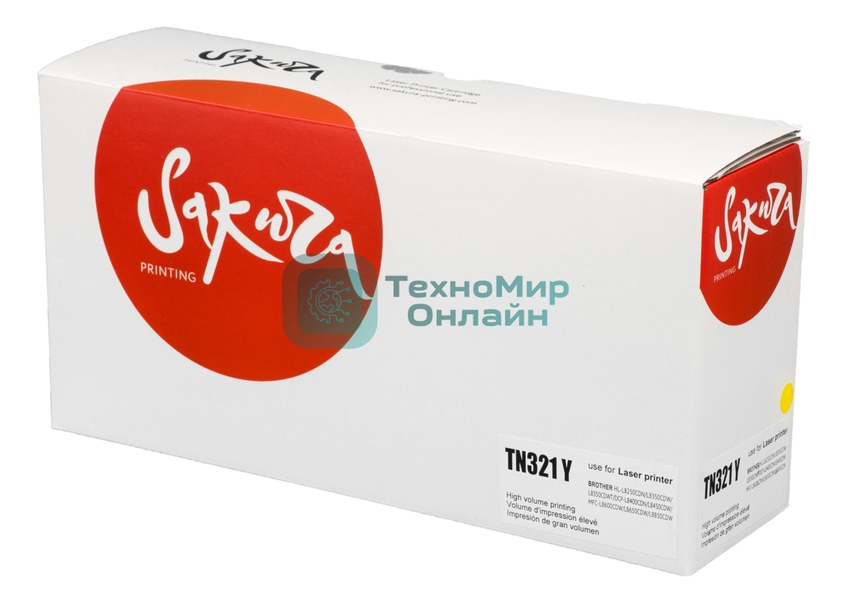 Тонер-туба Sakura KMTN-321Y (A33K250) для Konica Minolta, желтый, 25000 к.