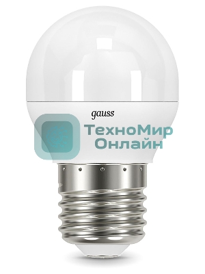 Лампа светодиодная Gauss 9.5Вт цок.: E27 шар 220B 4100K св. свеч. белый нейт. P45 (упак.: 10 шт) (105102210)