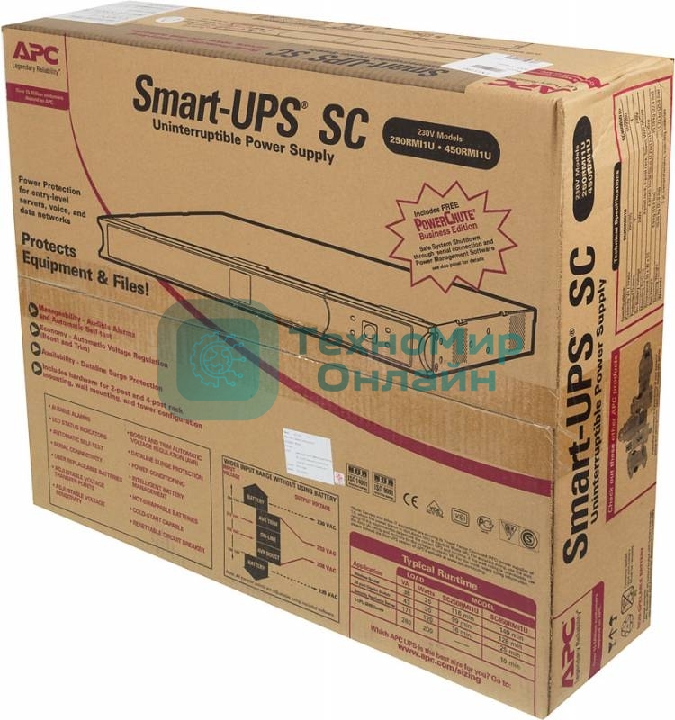 Источник бесперебойного питания APC Smart-UPS SC SC450RMI1U 280Вт 450ВА черный