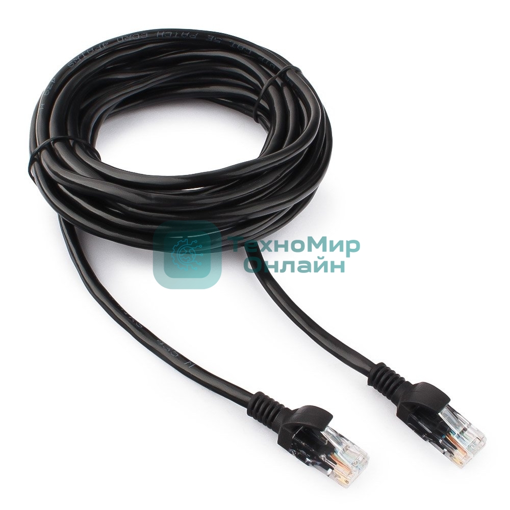 Патч-корд UTP Cablexpert cat.5e, 5м, литой, многожильный черный