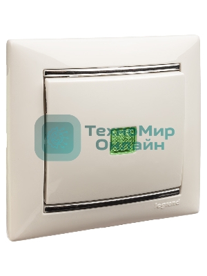 Механизм выключателя 1-кл. СП Valena 10А IP31 с зел. инд. бел. Legrand 774410