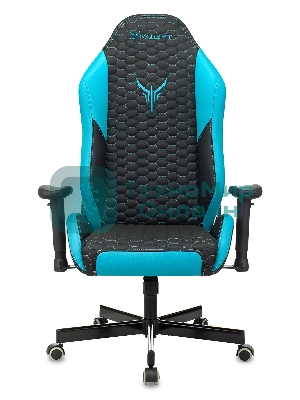 Кресло Knight Neon черный/голубой, экокожа, 120 кг, механизм качания