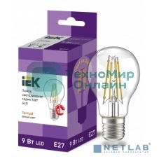 Лампа cветодиодная LED A60 шар прозр. IEK LLF-A60-9-230-40-E27-CL 9Вт 230В 4000К E27 серия 360°