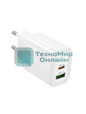 Зарядное устройство Hoco 20Вт, 3А, QC3.0/PD, 1xUSB, 1xType-C, N61, белый, коробка