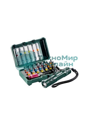 Набор бит METABO 626721000  29 предметов + LED фонарик
