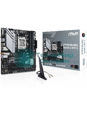 Материнская плата ASUS PRIME B650M-A WIFI II, AM5, AMD B650, 4xDDR5, 4xSATA, 2xM.2, 1xPCI-E 4.0 x16, 2xPCI-E 4.0 x1, 1xHDMI, 1xDP, 1xVGA, 1x 2.5Gb LAN, 2xUSB-A 3.2 Gen 2, 2xUSB-A 3.2 Gen 1, 4xUSB-A 2.0, 3x3.5 мм, 7.1, Micro-ATX