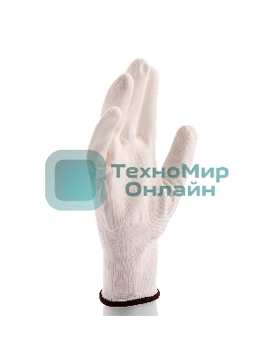 Перчатки трикотажные Сибртех с белым полиуретановым покрытием, размер L, 15 класс вязки