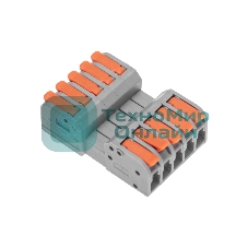 Клемма Rexant СМК 222-425R проходная разъемная 5 полюсов серый 0,2-2,5/4 мм² (блистер 3 шт/уп)