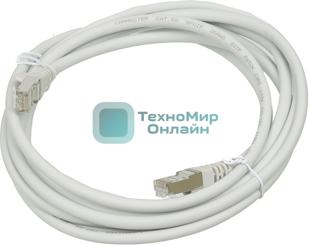 Кабель Патч-корд LANMASTER FTP LAN-PC45/S6A-3.0-GY вилка RJ-45-вилка RJ-45 Cat.6А 3м серый LSZH (уп.:1шт)