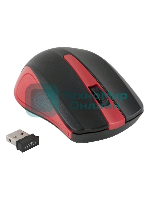 Мышь беспроводная Oklick 485MW черный/красный, 1200 dpi, радиоканал, USB, кнопки - 3