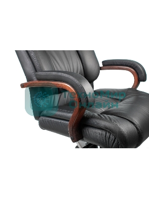 Кресло Бюрократ T-9925WALNUT/BLACK черный, кожа