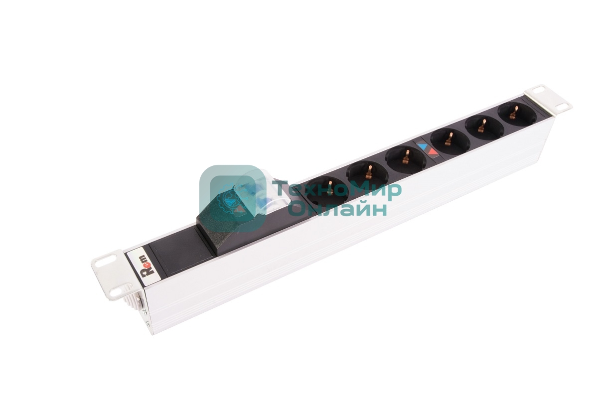 Блок розеток ЦМО Rem-32 с авт., 6 Schuko, 32А, алюм., 19