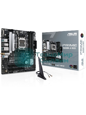 Материнская плата ASUS PRIME B650M-A WIFI II, AM5, AMD B650, 4xDDR5, 4xSATA, 2xM.2, 1xPCI-E 4.0 x16, 2xPCI-E 4.0 x1, 1xHDMI, 1xDP, 1xVGA, 1x 2.5Gb LAN, 2xUSB-A 3.2 Gen 2, 2xUSB-A 3.2 Gen 1, 4xUSB-A 2.0, 3x3.5 мм, 7.1, Micro-ATX