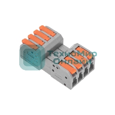 Клемма Rexant СМК 222-424R проходная разъемная 4 полюса серый 0,2-2,5/4 мм² (блистер 5 шт/уп)