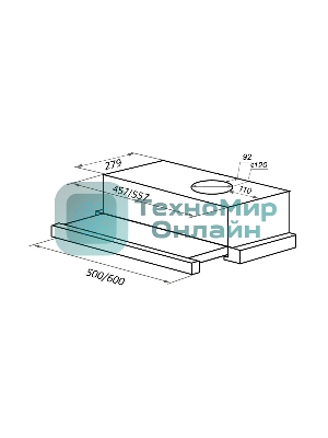 Вытяжка встраиваемая Maunfeld VS Light 60 белый, 60 см, 520 куб. м/ч, 56 дБ