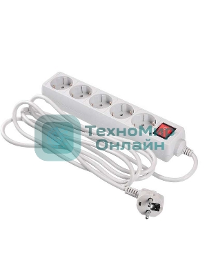 Сетевой фильтр Buro 500SL-3-G 3 м, 5 розеток, серый (пакет ПЭ)