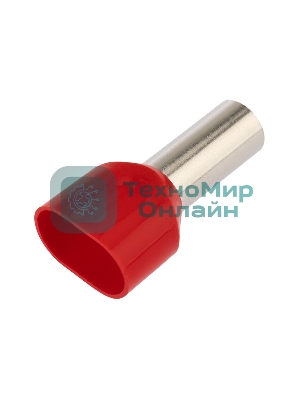 Наконечник штыревой втулочный изолированный Rexant F-14 мм 2х10 мм² (НШВи(2) 10-14/Ги2 10-14) красный