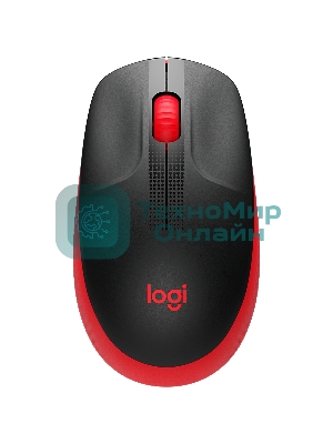 Мышь беспроводная Logitech M190 черный/красный, 1000 dpi, радиоканал, USB, кнопки - 3