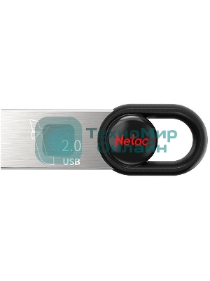 Флешка USB Netac UM2 (NT03UM2N-064G-20BK), 64Gb, USB 2.0, R/W 100/40, серебристый/черный
