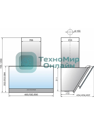 Вытяжка каминная Elikor Рубин S4 90П-700-Э4Д антрацит/черное стекло управление: кнопочное (1 мотор)