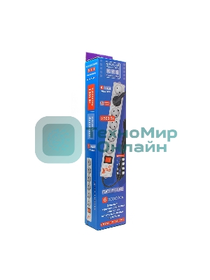 Фильтр-удлинитель PowerCube (SPG(5+1)-16B-3M) 6 розеток, 3м,16А/3,5 кВт, белый