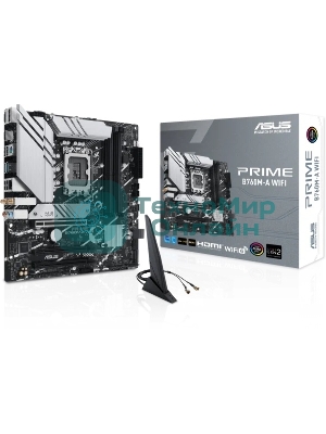 Материнская плата ASUS PRIME B760M-A WIFI, LGA 1700, Intel B760, 4xDDR5, 4xSATA, 2xM.2, 1xPCIe 4.0 x16, 1xPCIe 4.0 x4, 1xPCIe 4.0 x1, 2xHDMI, 1xDP, 1x 2.5Gb LAN, 2xUSB-A 3.2 Gen 2, 4xUSB-A 2.0, 3x3.5 мм, 7.1, mATX