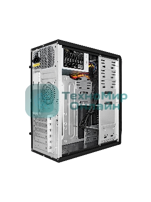 Компьютерный корпус Miditower ExeGate CP-603UB-UNS500 (ATX, БП UNS500 с вент. 12см, 2хUSB, аудио, черный)