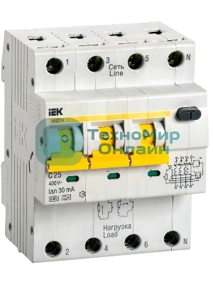 Выключатель автоматический дифференциального тока IEK MAD22-6-025-C-30 АВДТ 34 C25 30мА