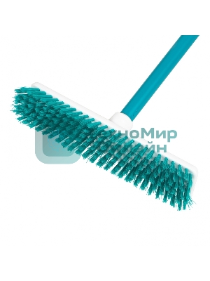 Щетка HomePalisad пластмассовая для чистки ковров, 27 cм, c черенком, 120 см, бирюз. щетина