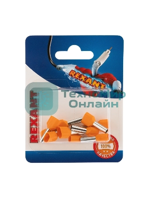 Наконечник штыревой втулочный изолированный Rexant F-12 мм 2х4 мм² (НШВи(2) 4.0-12/НГи2 4,0-12) оранжевый