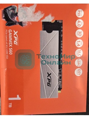 (Из ремонта, рабочий, гарантия 14 дней) Накопитель SSD ADATA XPG GAMMIX S60, 1Tb, PCIe 4.0 x4, M.2 2280, NVMe, R/W 5000/3200, с радиатором