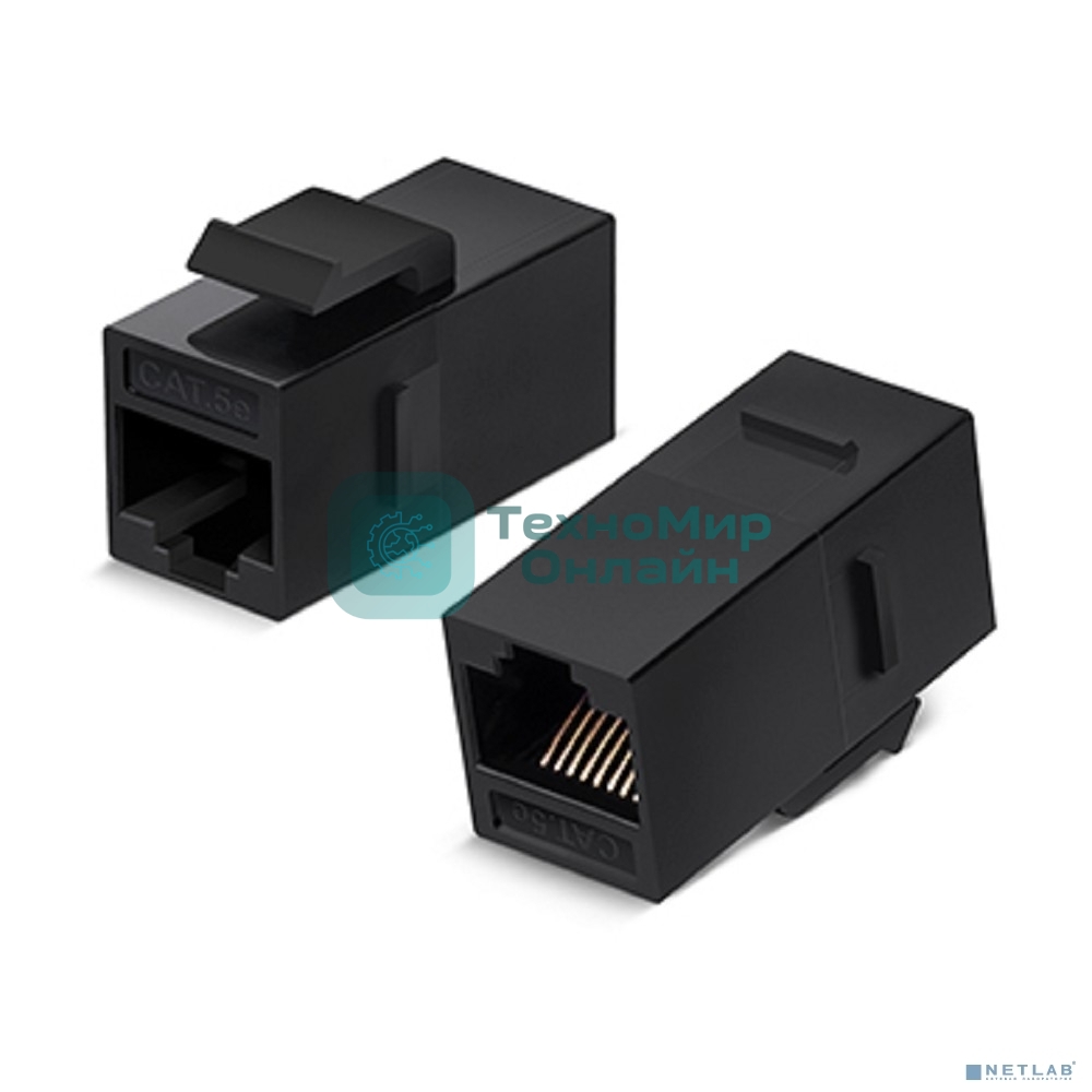 Проходной адаптер (coupler) Cabeus, RJ45(8p8c), keystone, кат. 5е, неэкр., черный