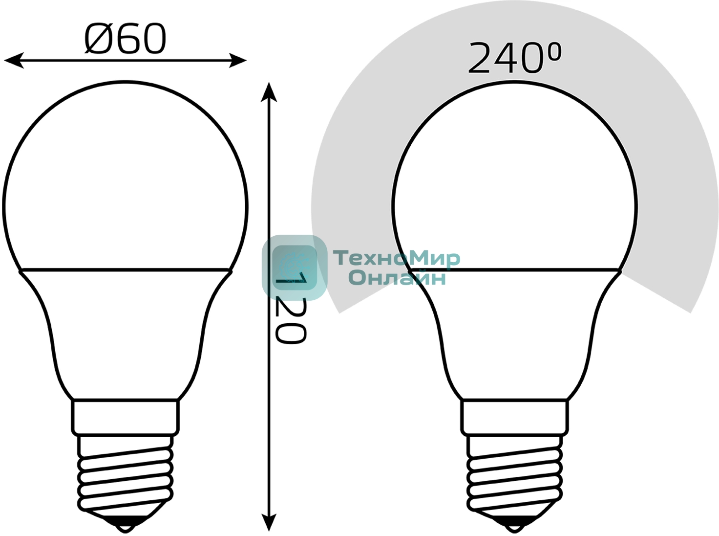 Лампа светодиодная Gauss A60 10Вт цок.: E27 груша 220B св. свеч. белый теп. (упак.: 10 шт)