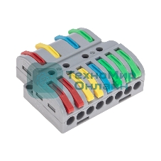 Клемма Rexant СМК 4х2 проходная разветвительная 4 полюса, с монтажной площадкой (1 ввод, 2 вывода на полюс) (блистер 4 шт/уп)