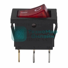 Выключатель клавишный Rexant 24V 15А (3с) ON-OFF красный с подсветкой Mini