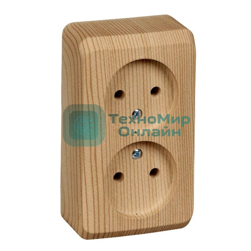 Розетка 2-м ОП Этюд Дача 16А IP20 без заземл. сосна SchE PA16-005D