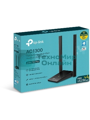 Адаптер TP-Link AC1300Mbps Dual-band High-Gain wireless USB adapter, 867Mbps at 5G and 400Mbps at 2.4G, two high gain antennas, USB 3.0, USB extension cable, support wave 2 MU-MIMO, full compatible with Windows and macOS.