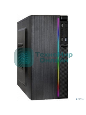 Компьютерный корпус Minitower ExeGate mEVO-9302-RGb-500W-12 (mATX, БП 500NPX с вент. 12см, 2хUSB+1хUSB 3.0, HD аудио, черный с RGb подсветкой)
