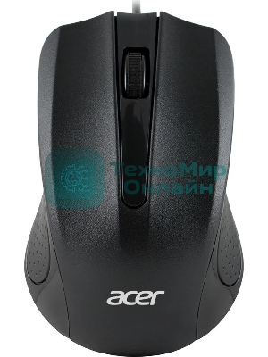 Мышь проводная Acer OMW010 черный, 1200 dpi, USB, кнопки - 3
