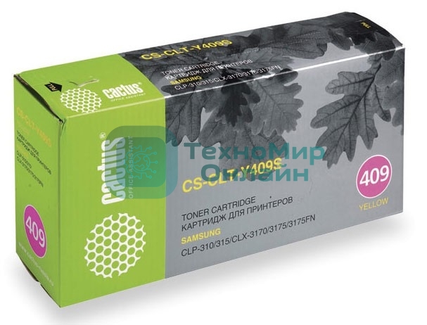 Картридж лазерный Cactus CS-CLT-Y409S желтый (1000 стр.) для Samsung CLP-310/315/CLX-3170/3175/3175FN