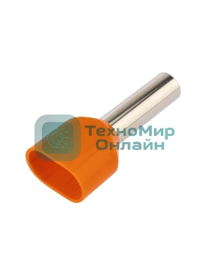 Наконечник штыревой втулочный изолированный Rexant F-12 мм 2х4 мм² (НШВи(2) 4.0-12/НГи2 4,0-12) оранжевый