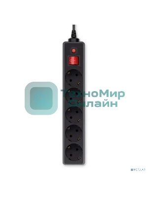Сетевой фильтр Buro 500SH-1.8-B 1.8 м, 5 розеток, черный, коробка