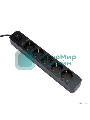 Сетевой фильтр Гарнизон 2.0 EPS-5-B-5, 5 р, 10А, 5 м, ур.защиты 2+, черный, пакет