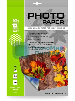 Фотобумага Cactus CS-MA4220100DS A4/220г/м2/100л./белый матовое/матовое для струйной печати
