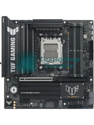 Материнская плата Asus TUF GAMING B850M-PLUS WIFI7, AM5, AMD B850, 4xDDR5, 4xSATA, 3xM.2, 1xPCIe 5.0 x16, 1xPCIe 3.0 x1, 1xDP, 1xHDMI, 1x2.5Gb LAN, Wi-Fi 7, Bluetooth 5.4, 1xUSB-C 20Gbps, 3xUSB-A 10Gbps, 4xUSB-A 5Gbps, 4xUSB-A 2.0, 3x3.5 мм, 7.1, mATX
